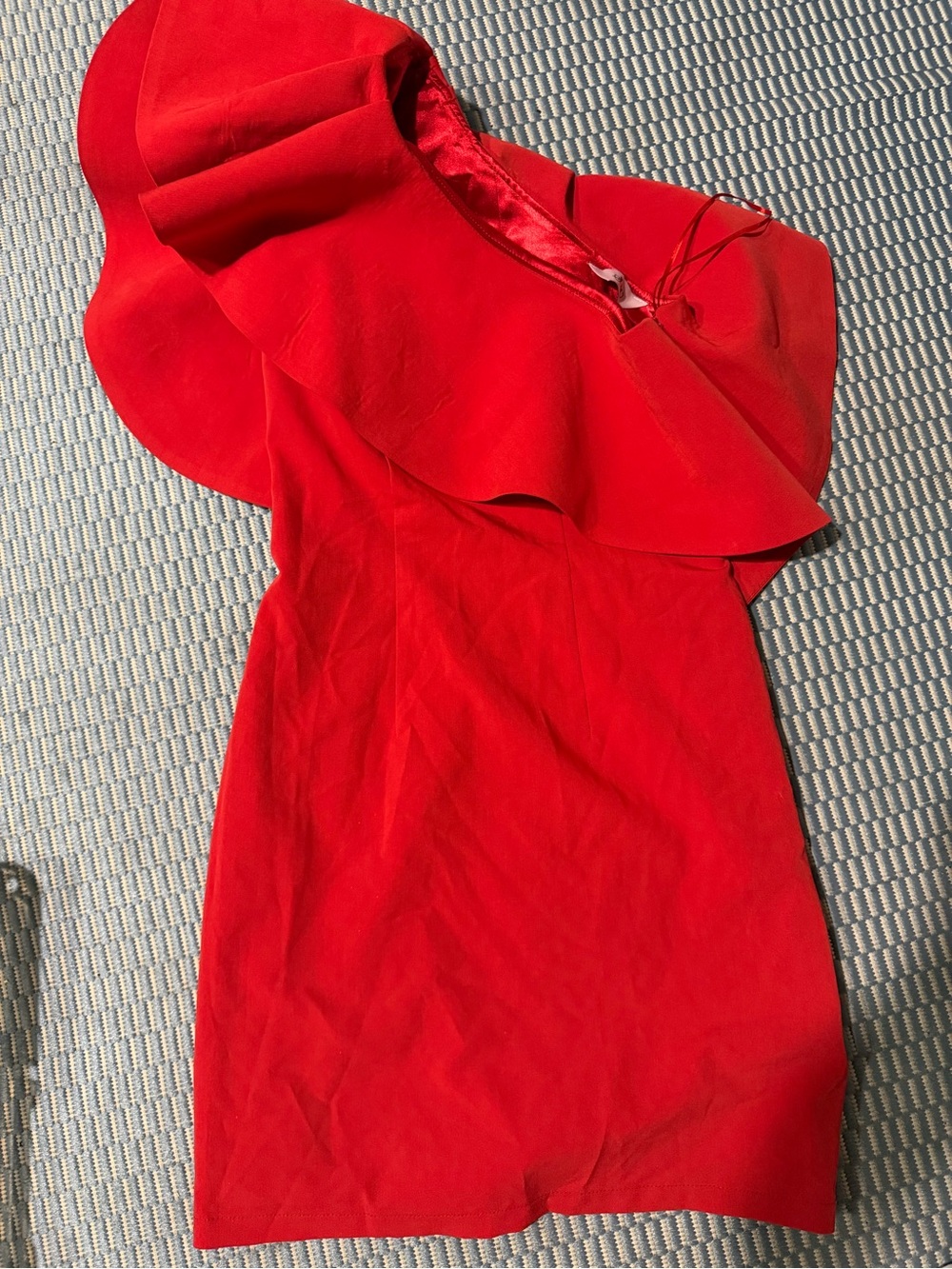 Lira One-Shoulder Red Ruffle Cocktail Dress